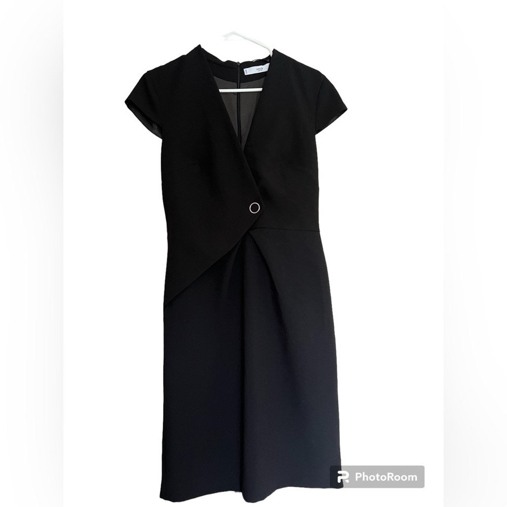Mango V-neck Black Dress